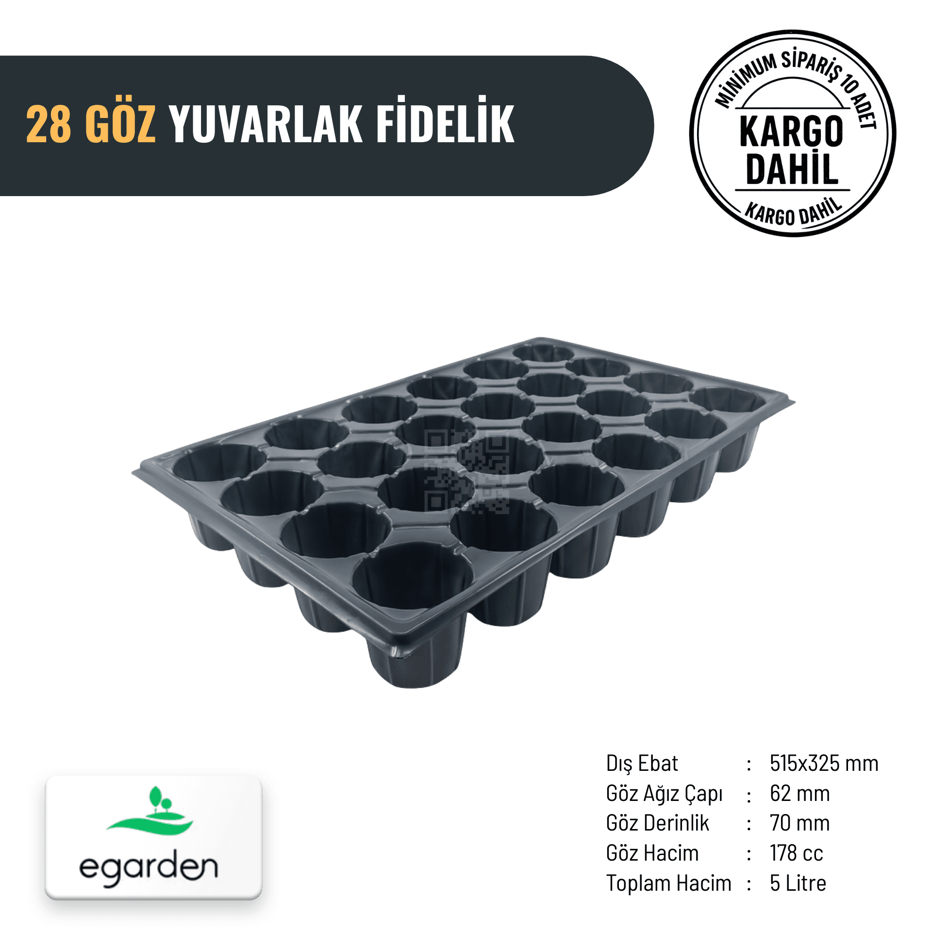 28 Göz Yuvarlak Fide Viyolü – 178 cc (5 Litre Toplam Hacim)